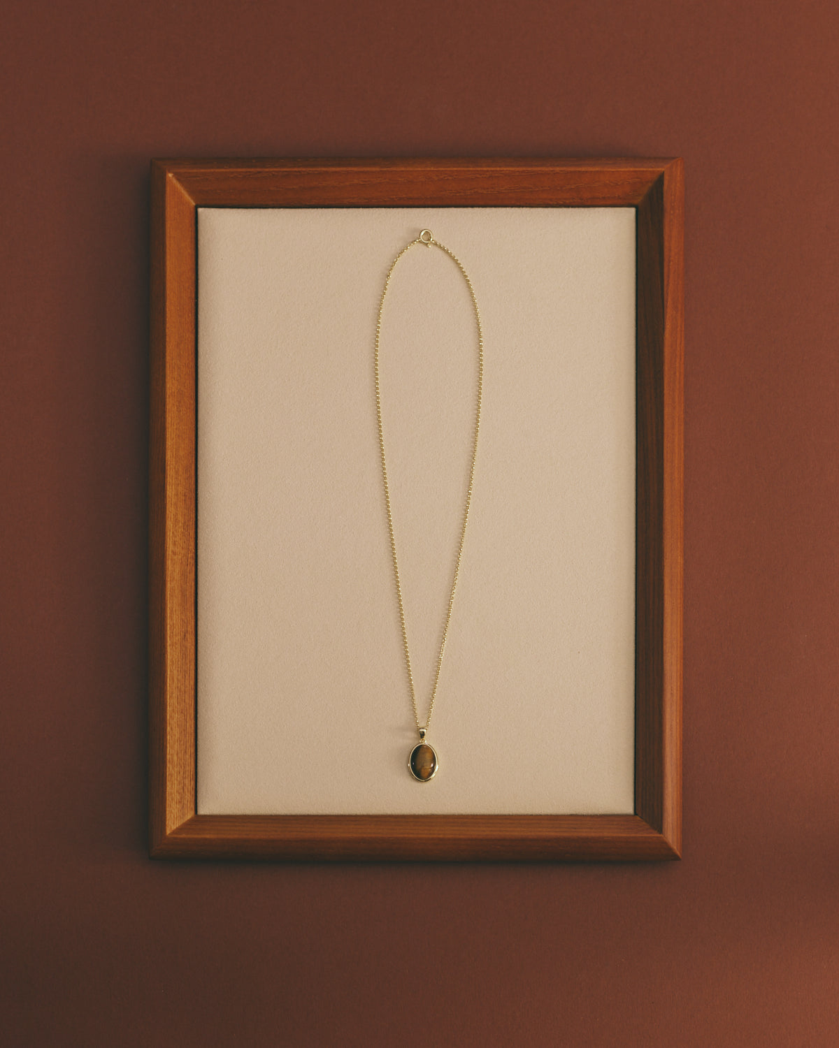 Oval Stone Necklace - Tiger Eye