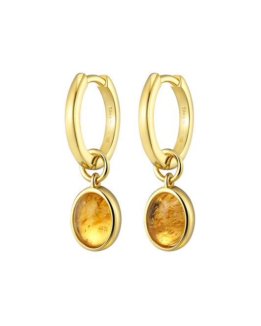 Charm Huggies + Citrine