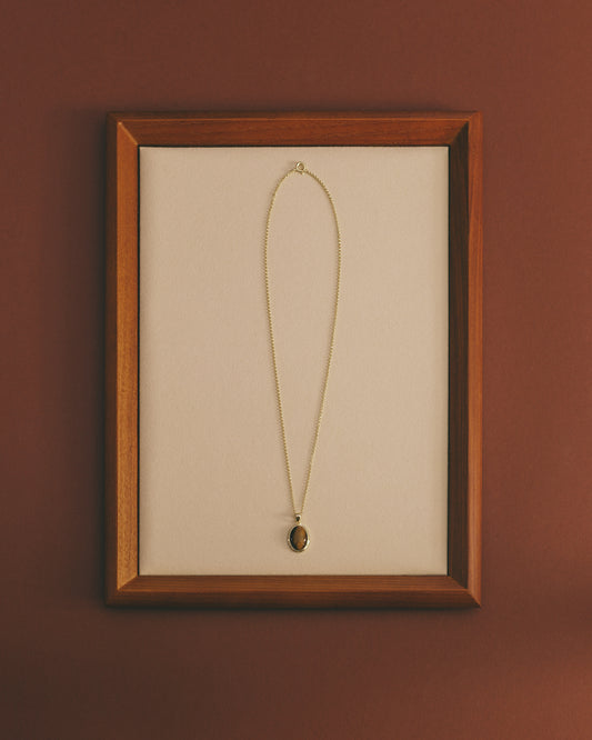 Oval Stone Necklace - Tiger Eye