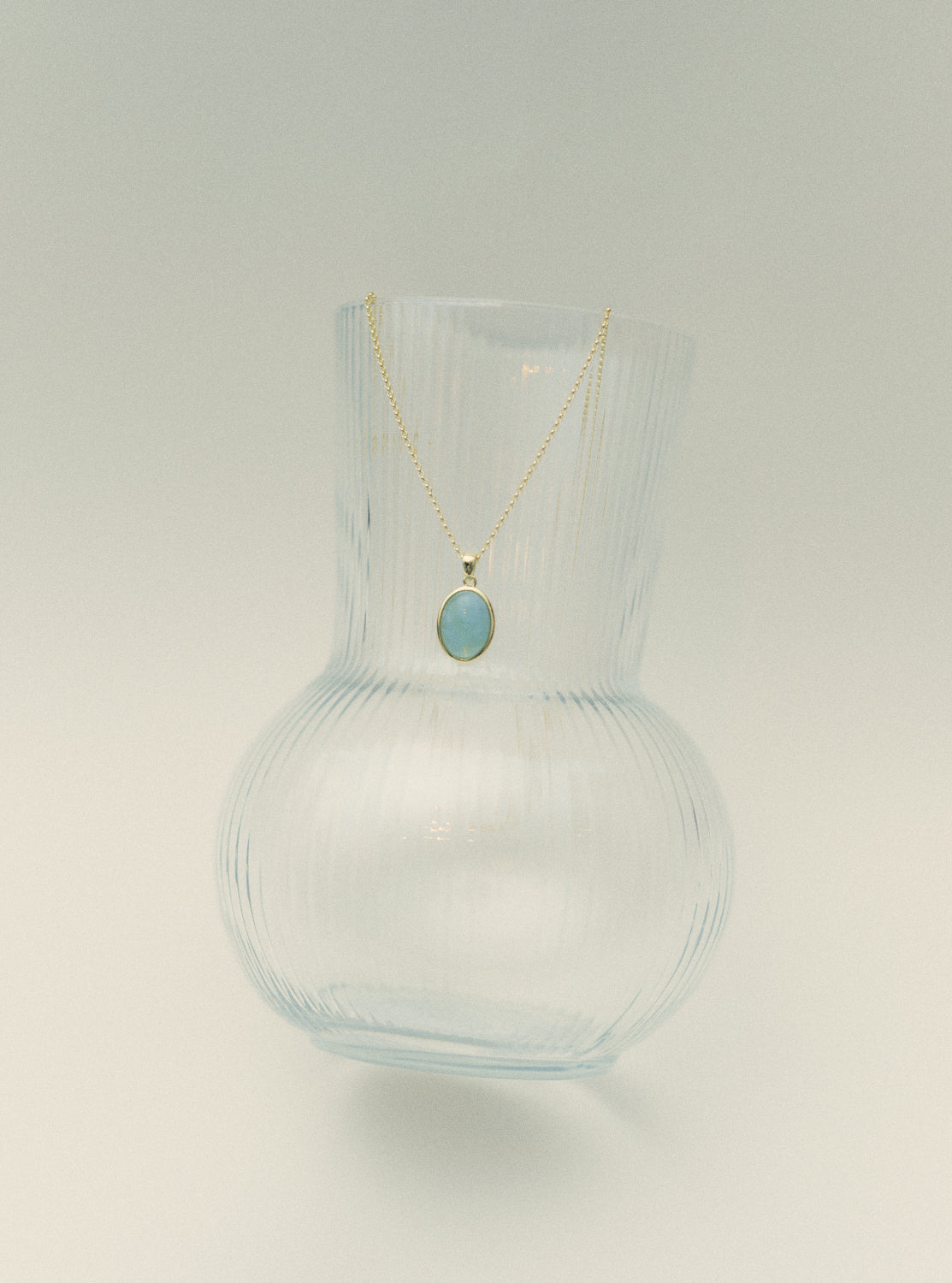 Oval Stone Necklace - Aqumarine