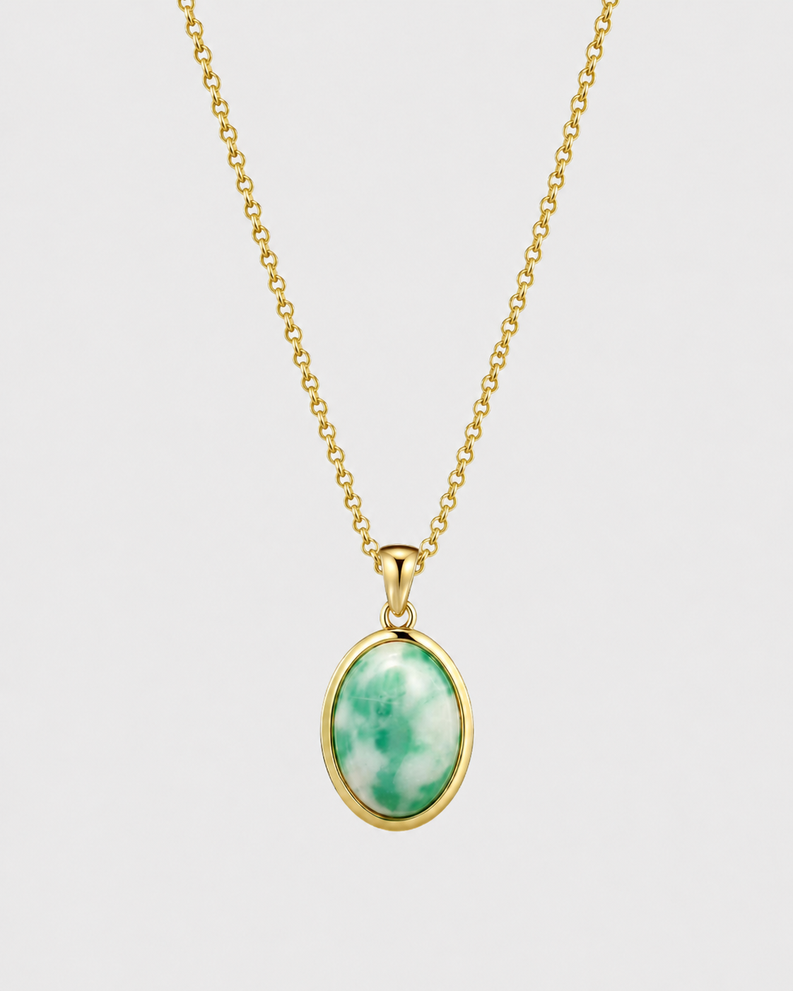 Oval Stone Necklace - Emerald