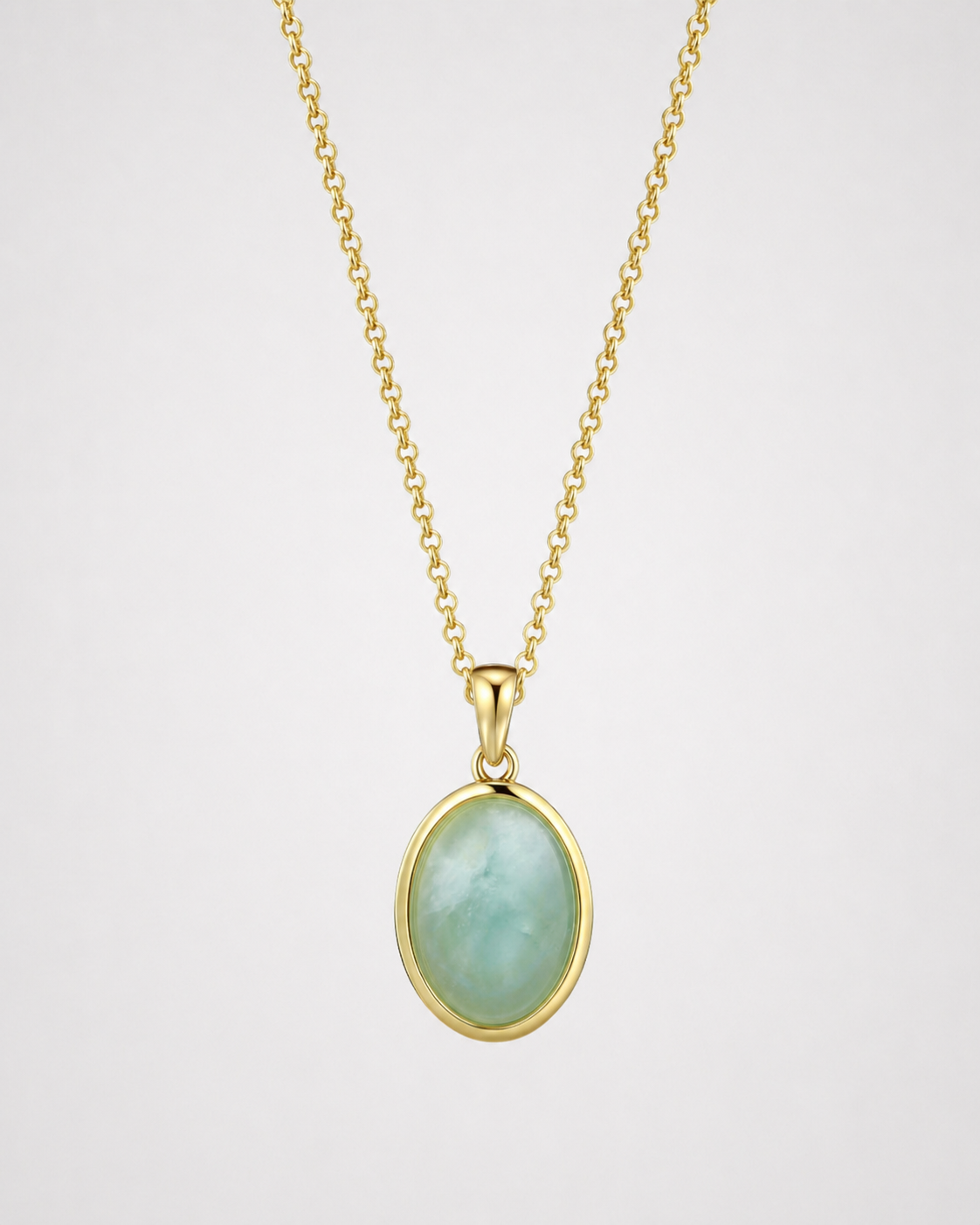 Oval Stone Necklace - Aqumarine