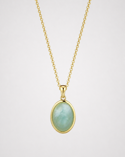 Oval Stone Necklace - Aqumarine