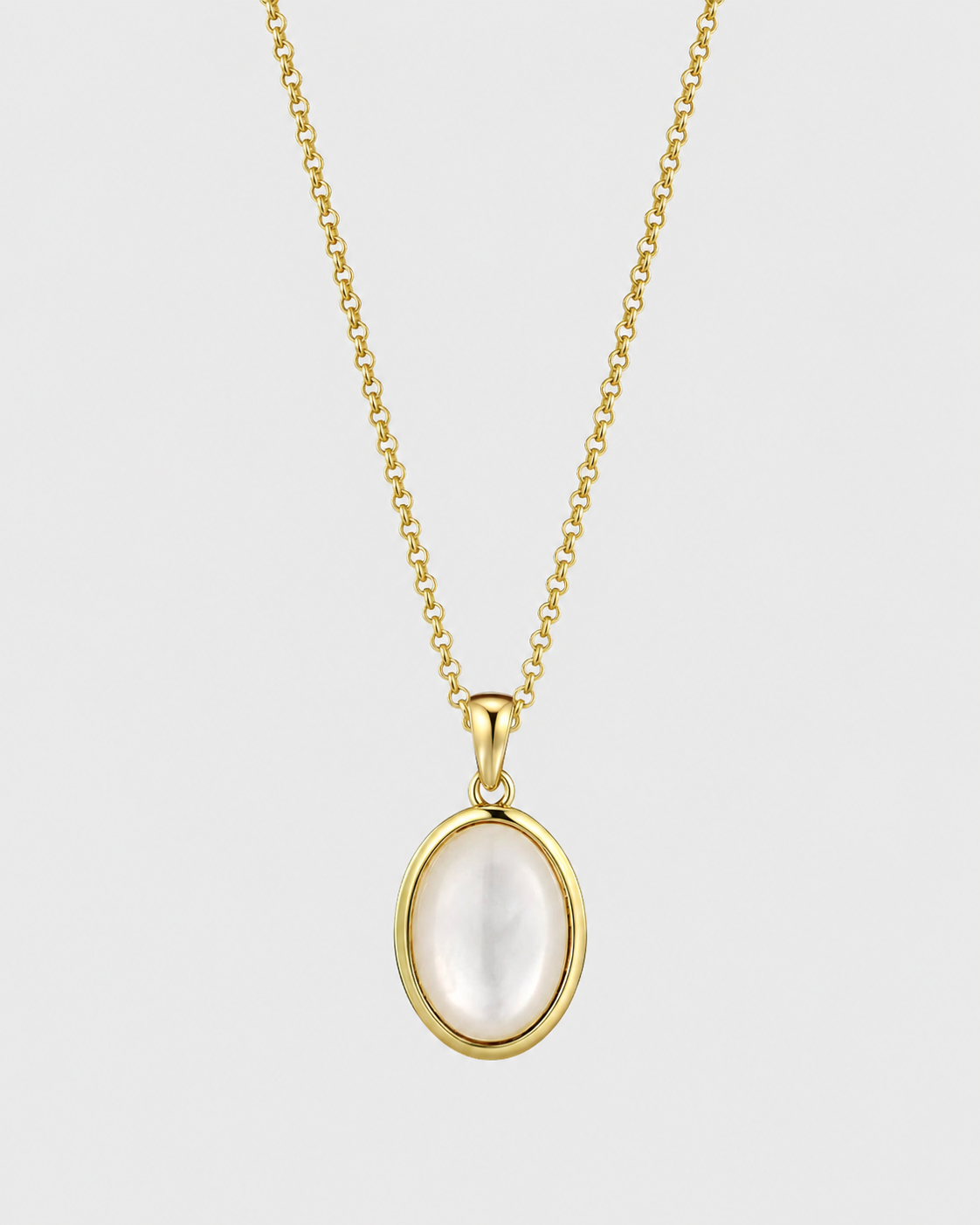 Oval Stone Necklace - Mother of Pearl