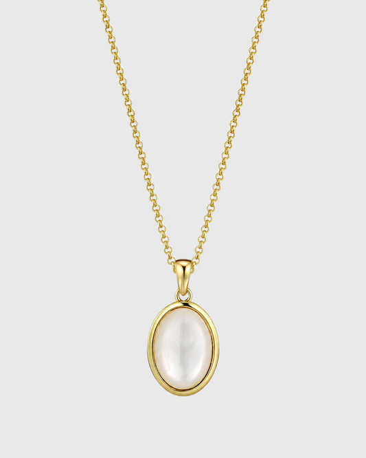 Oval Stone Necklace - Mother of Pearl